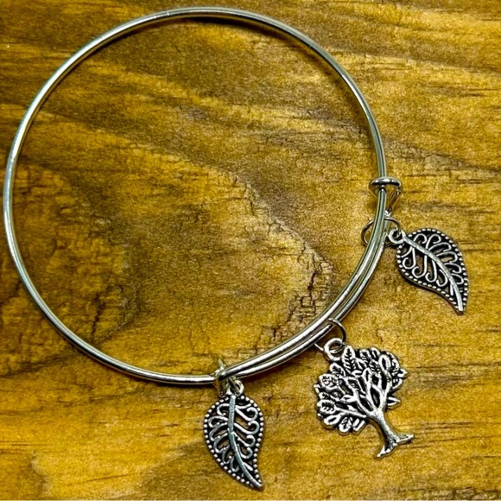 Tree & Leaf Bangle Charm Bracelet!